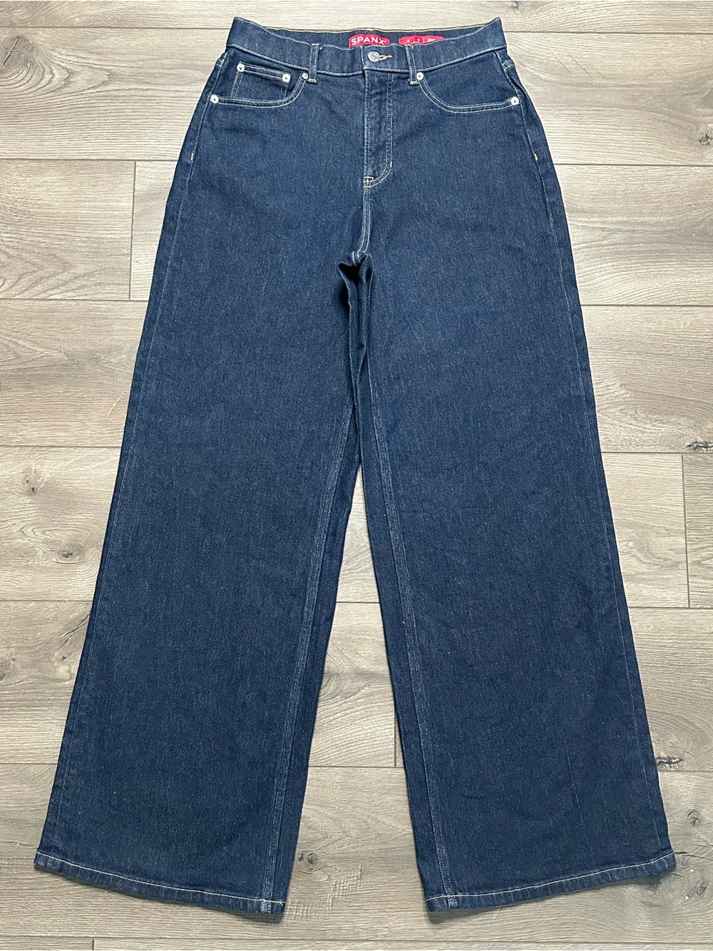 SPANX High Rise Wide Leg Slimming Stretch Blue Jeans Size Medium